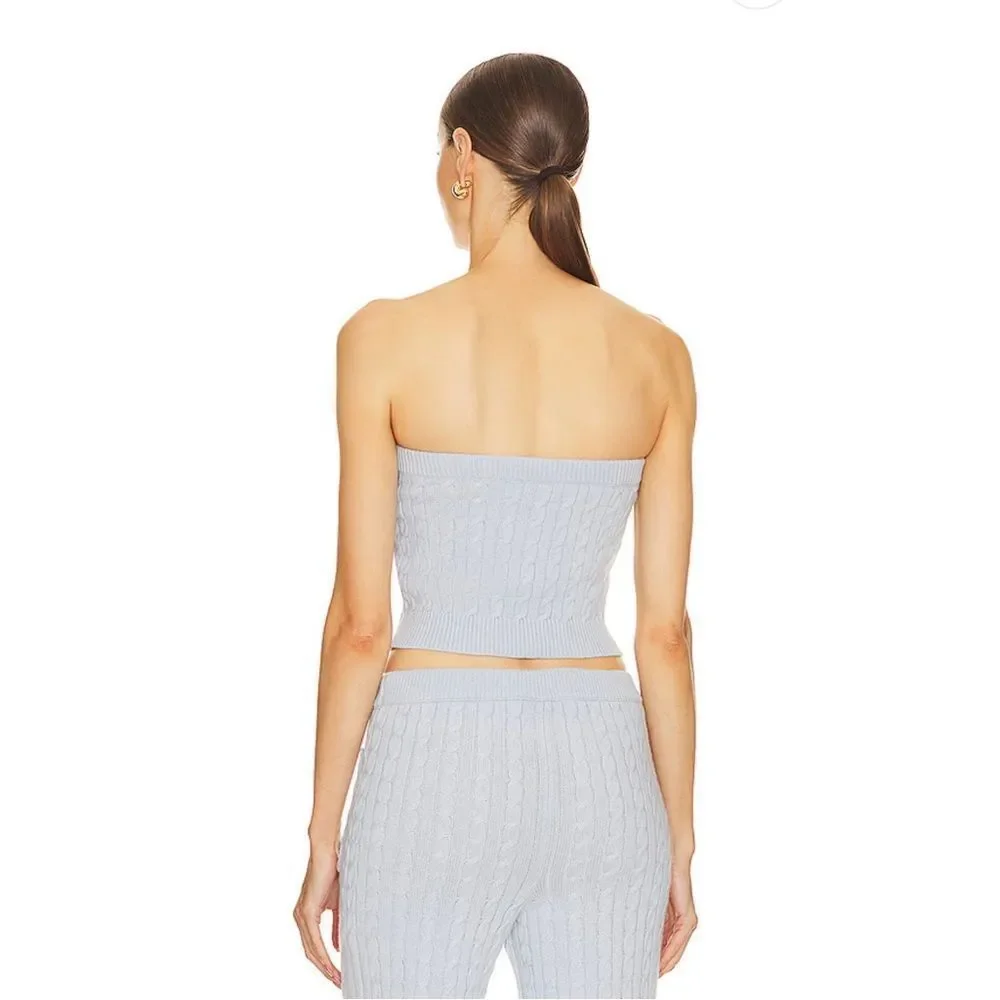 NWOT HELSA Taiki Cable Tube Top in Pale Blue